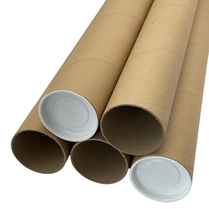 PATRONESMUJER-Pack de 5 Tubos de Cartón para Envío con Tapas de Plástico - Resistentes y Seguros - Medida 95 CM de Largo x 70 MM de Diámetro - Ideales para Documentos, Posters, Planos y Material Publicitario.