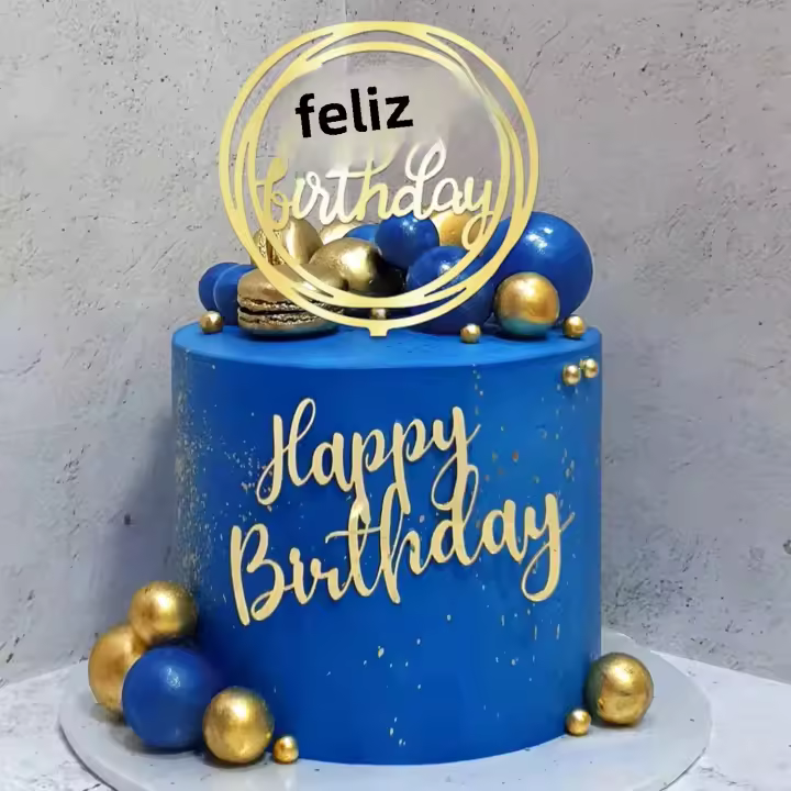 Toppers De Pastel De Boda Aniversario Cumpleaños Fiesta De Baño De Novia Decoración De Pelota Azul Y Oro Simplicidad Para Fiestas Y Eventos - 1