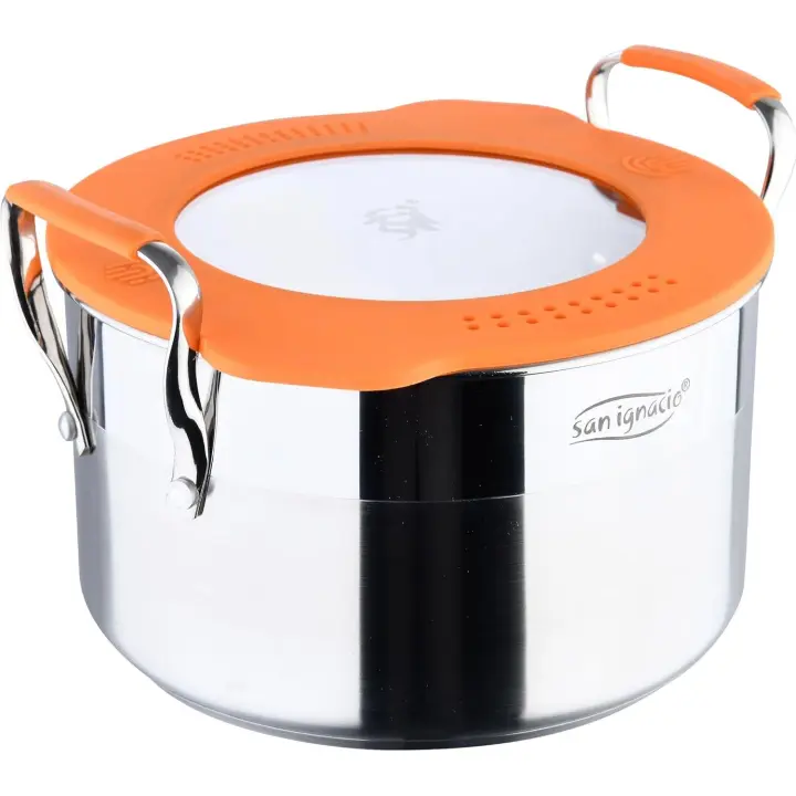 San Ignacio Compact - Cacerola con Tapa de 20cm - Aluminio Forjado - Interior En Negro Pulido - Exterior En Acabado Mate - Lista para Inducción - Mango De Acero Inoxidable Detalle Color - 1