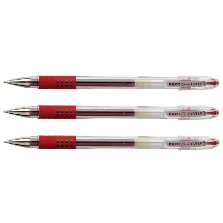 Pilot Bolígrafo G-1 Grip 05 Punta Bola Metálica 0,5mm Tinta de Gel Brillante Negro (Pack de 3) - 1