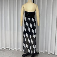 Vestido Midi Sin Mangas Para Mujer De Moda Con Cintura Ajustada Y Estampado Multicolor Vestido De Noche Para Fiesta Streetwear - details 3
