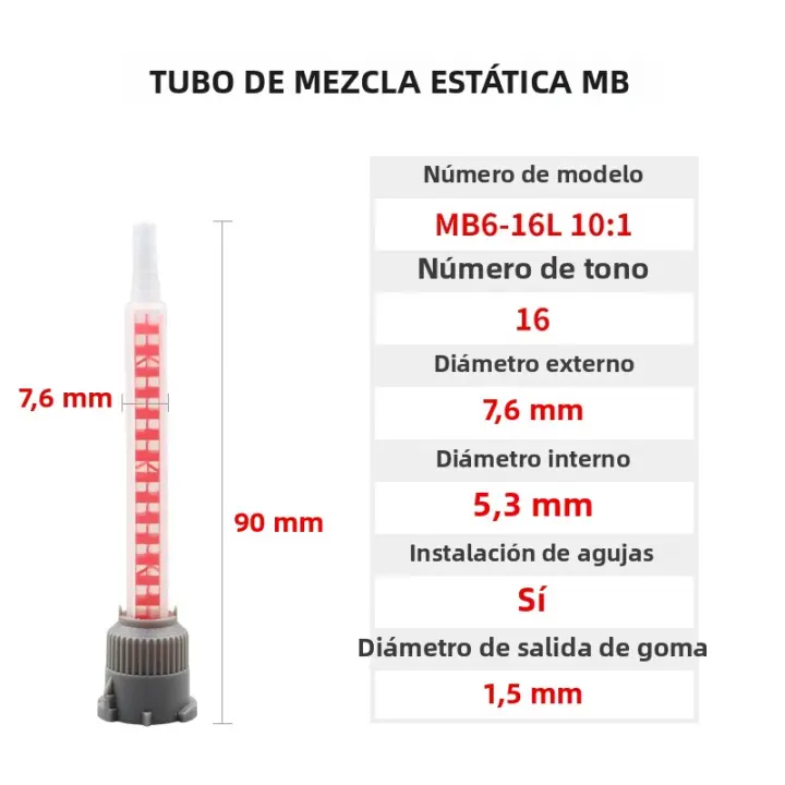 50pcs Tubo De Mezcla Estática MB6-16 Para Cartridges De Dos Componentes 10:1 Ratio Epoxy Para Reparaciones De Coche Herramienta Manual De Plástico - 1