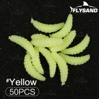 FLYSAND 50pcs Bolsa De 2cm 0.38g Maggot Grub Soft Lure Baits Siete Colores Huevos Luminiscentes Pesca En Oceano Y Río - details 10