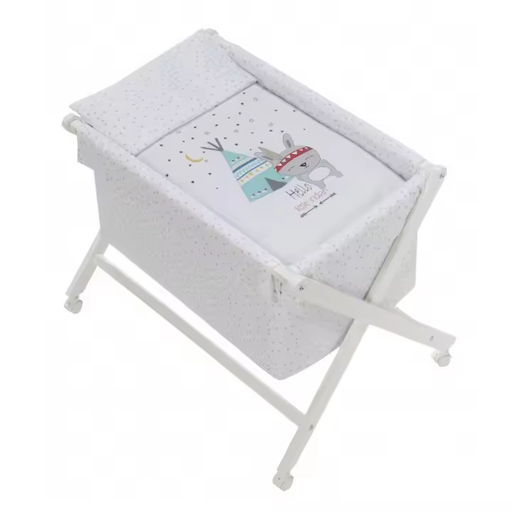 Minicuna Plegable + Vestidura (Colcha-Cojín y Protector) + Colchon + Babero de regalo Tipi oso Blanco - 1