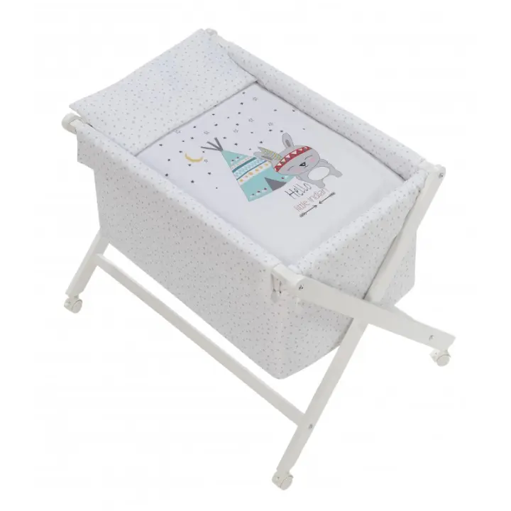 Minicuna Plegable + Vestidura (Colcha-Cojín y Protector) + Colchon + Babero de regalo Tipi oso Blanco - 1