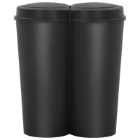 vidaXL Cubo de basura doble negro 50 L - details 2