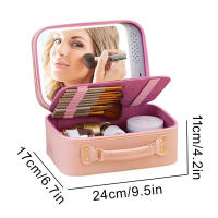Estuche De Maquillaje Grande Con Espejo Y LED Estuche Cosmético Impermeable De Alta Capacidad Con Patrón De Diamante Y Lentejuelas - details 3