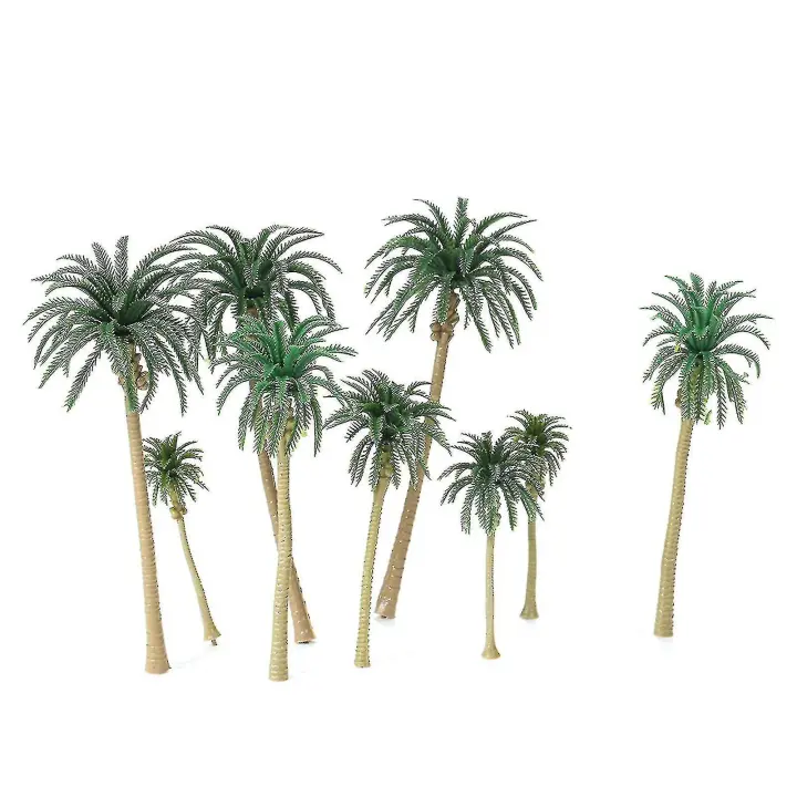 15 unids miniatura paisaje modelo plástico árbol Palmeras Tren Coconut Rainforest Home Garden Decoración - 1