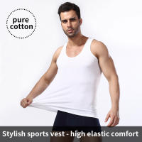 Chaleco Sin Mangas De Algodón Para Hombres 5-Piezas Talla Grande Estilo Europeo Y Americano Fitness Simple Y Sencillo - details 3