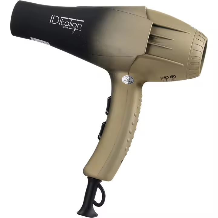 Italian Design - Secador de Pelo Profesional Ultra Silencioso Airlissimo GTI-2300 con 2 Modos de Calor, 2 Velocidades, 2 Boquillas Concentradoras y Potencia de 2300W - Dimensiones 24,5 x 26 x 10,5 cm - Peso 780 gramos - Color Dorado y Negro - 1