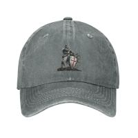 Gorro De Béisbol Templar Escudo Cruz Espada Caballeros Vintage Desgastado Algodón Armadura Helm Emblem Ajustable Protección Solar Unisex - details 0