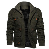 Chaqueta De Motocicleta De Algodón Tejida Con Lana Gruesa Talla Grande Estilo Moda Impermeable Y Cálida Con Cuello Erguido Para Hombres - details 1