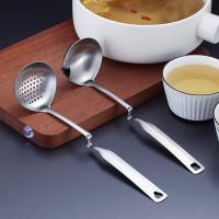 2 PCS Forzar cuchara ranurada Tamiz de bolsillo Cuchara de sopa Cucharón Colador Juego Cucharón de acero inoxidable Cucharas de acero ranuradas Cuchara Utensilio de cocina Set para cocinar - details 3