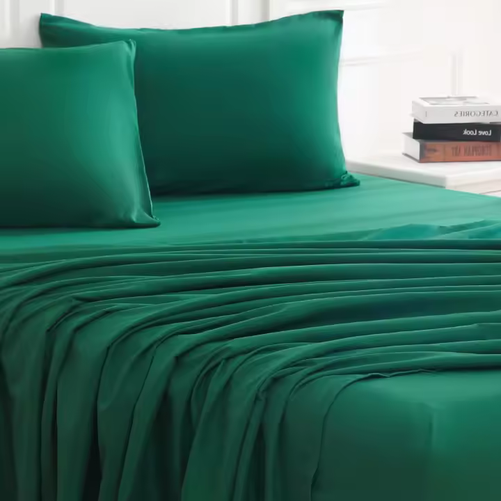 Juego de sábanas de microfibra-Juego de sábanas suaves de 4 piezas-Bolsos profundos, ropa de Cama de lujo de 4 piezas revidante y transpado con fácil cuido y sedoso, sin arrugas. (Verde-Reina) - 1