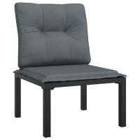 vidaXL Sillones esquina/ mesa/ reposapiés de jardín ratán PE negro y gris sofá de esquina, sofá central, reposapiés Conjunto Terraza Muebles Jardín Exterior Juego de Muebles de jardín Mueble Jardín Exterior Muebles de Salon Exterior - details 1