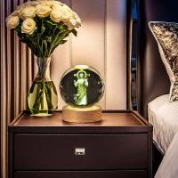 Lámpara De Decoración Con Base De Madera Y Globito De Vidrio Religioso De Jesús Luz Nocturna Diametro 2.36" O 3.15" Regalo De Cumpleaños Para El Hogar Y Escritorio - details 5