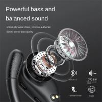 Auriculares inalámbricos para deportes con gancho de oreja flexible, graves profundos, micrófono con cancelación de ruido, 15 horas de reproducción, 90 horas de batería, carga rápida USB-C, auriculares seguros para correr con pantalla LED dual - details 4