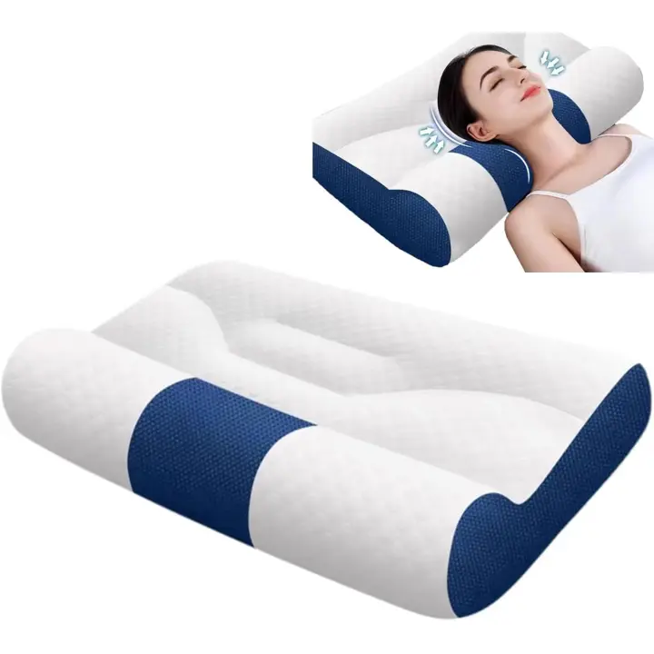 Almohada cervical cómoda para dormir mejor, almohada cervical para dormir mejor, almohada cervical Cloud (azul) - 1