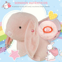 HOMCOM Caballito Balancín Infantil Forma de Conejo de Felpa para Bebés 18-36 Meses con Sonido Cinturón de Seguridad Manillar y Reposapiés 60x33x50cm Rosa - details 3
