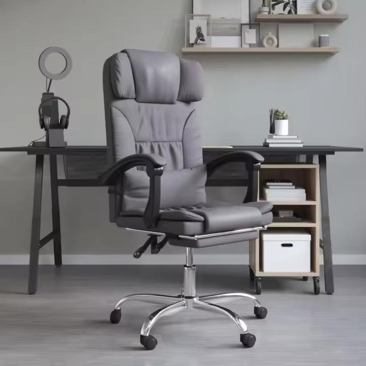 vidaXL Silla de oficina reclinable masaje cuero sintético en color Negro/Blanco/Marrón y más | cómodas modernas ergonómicas para comedor cocina salón hogar - 1