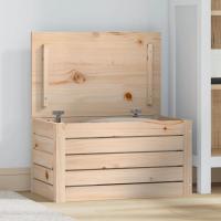 vidaXL Caja de almacenaje madera maciza de pino 59,5x36,5x33 cm en color Blanco/Marrón miel/Natural - details 2