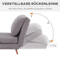 Sofá Cama 2 en 1, sillón Cama, Tapizado, Estilo Moderna, Tecnología, Experiencia inteligente, Ajuste continuo de 15 °-160 °, Colchón plegable ajustable, Cama de invitados, Cama plegable, aspecto de dormitorio de pana, Salón, Gris Claro - details 2