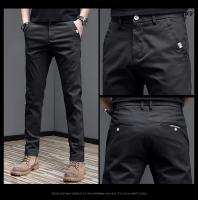 Pantalones Casuales Para Hombre Primavera Verano Algodón 97.8% Elásticos Moda Coreana Ajustados Gris Negro Caqui Pantalones De Cintura Media - details 9
