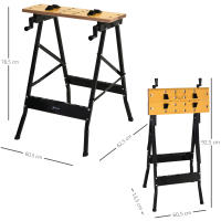 DURHAND Banco de Trabajo Plegable, 4 en 1, Mesa de Trabajo con 4 Abrazaderas Ajustables, 2 Manivelas, 2 Paneles de MDF, para Garaje y Taller, Carga 100 kg, 62,5x60,5x78,5 cm, Natural y Negro - details 2