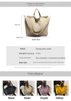 Bolso De Hombro Para Mujer De Lona Gran Capacidad Estilo Literario Ligero Y Sencillo Bolso Cruzado Con Manija De Viaje - details 0