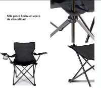 Silla Plegable de Camping de Acero, 50x50x80cm, Silla de Acampada Plegable, Ideal para Camping o Pesca, Estructura de Acero Resistente y Asiento de Lona Impermeable - details 3