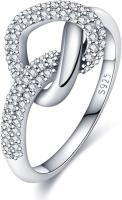 Anillo de Pujar para Mujeres en Plata Esterlina 925 with Corazón Enredado y Estrella de Zirconia Cúbica Joyería de Boda Regalos - details 0