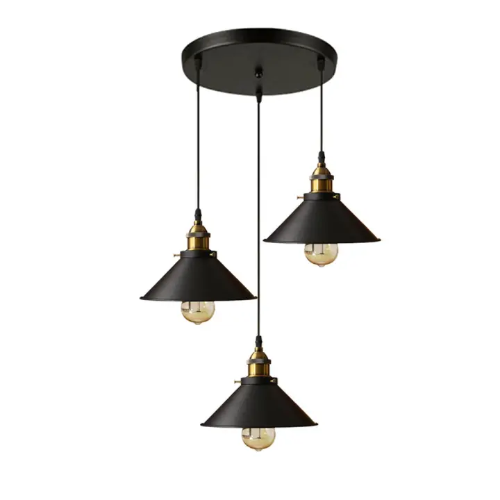 Lámpara de Araña de Metal con Soporte de Placa Circular, Ø 22cm, Negro (bombilla no incluida) SSITO - 1