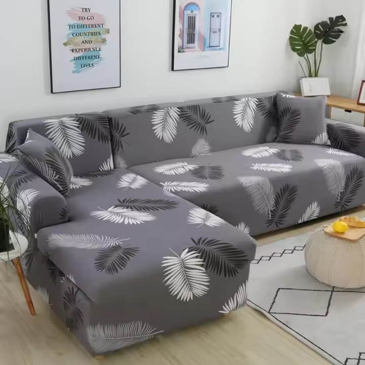 Fundas de sofá Jacquard impermeables, 4  asientos, funda de sofá sólida en forma de L, Protector de banco - 1