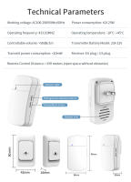 Interfono Inalámbrico Exterior Con 38 Melodías Resistente Al Agua 150m De Alcance Kit De Campana De Puerta Para Casa Chime Welcome - details 10