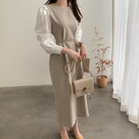 Vestido Wrap Vintage REALEFT Para Mujer Con Cinturón Manga Larga Cuello Redondo Adecuado Para Oficina Estilo Elegante Talla Regular Longitud De Pierna - details 12