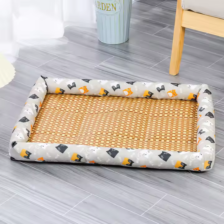 Sofá De Mascota Hecho De Rotura Tejido De Rattan Matriz Para Perros Y Gatos Pequeños Y Medianos Almohadilla De Descanso Transpirable Para Cachorros Y Gatitos - 1
