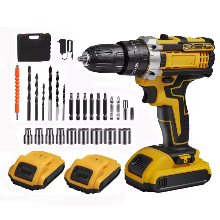 Taladro Atornillador Inalámbrico 18V 23 Piezas con Portabrocas Sin Llave 3/8 Pulgada 45Nm Par Máximo 25+3 Velocidades Luz de Trabajo Batería 7500mAh Ligero 1.2kg para Bricolaje Doméstico Kit de Herramientas Eléctricas - 1