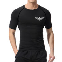 Camiseta De Compresión Para Hombres Con Imagen De Alas Cristianas Deporte Tees Top Para Gimnasio Running Camiseta Básica - details 3