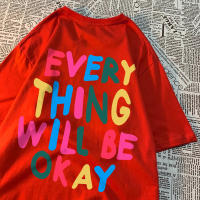 Camiseta De Algodón Para Hombre Every Thing Will Be Okay Estilo Casual Veraniego Cuello Redondo Suelto Moda Breathability - details 32