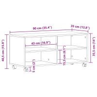 Mueble de TV vidaXL de roble artesanal 90x35x35 cm en madera elaborada - details 7