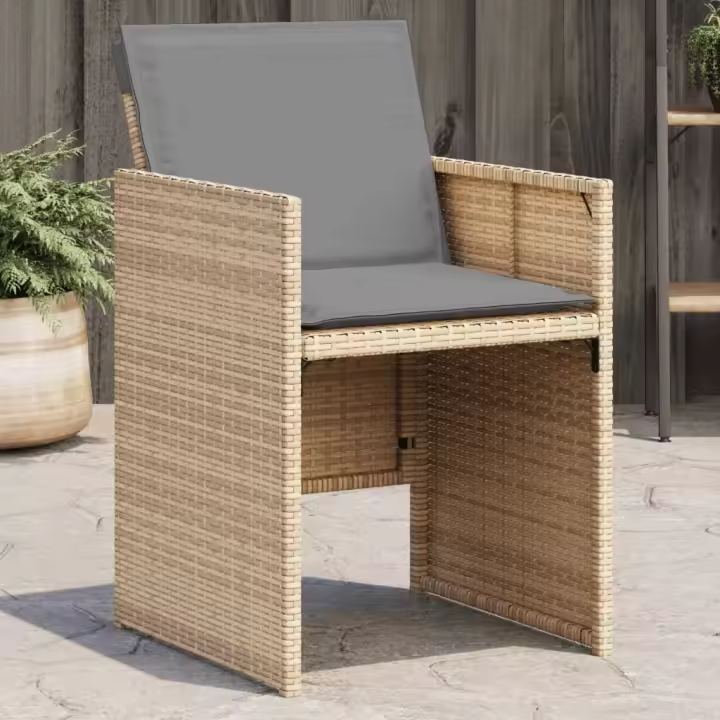 vidaXL Sillones jardín con cojines 4 uds ratán sintético beige mezcla - 1