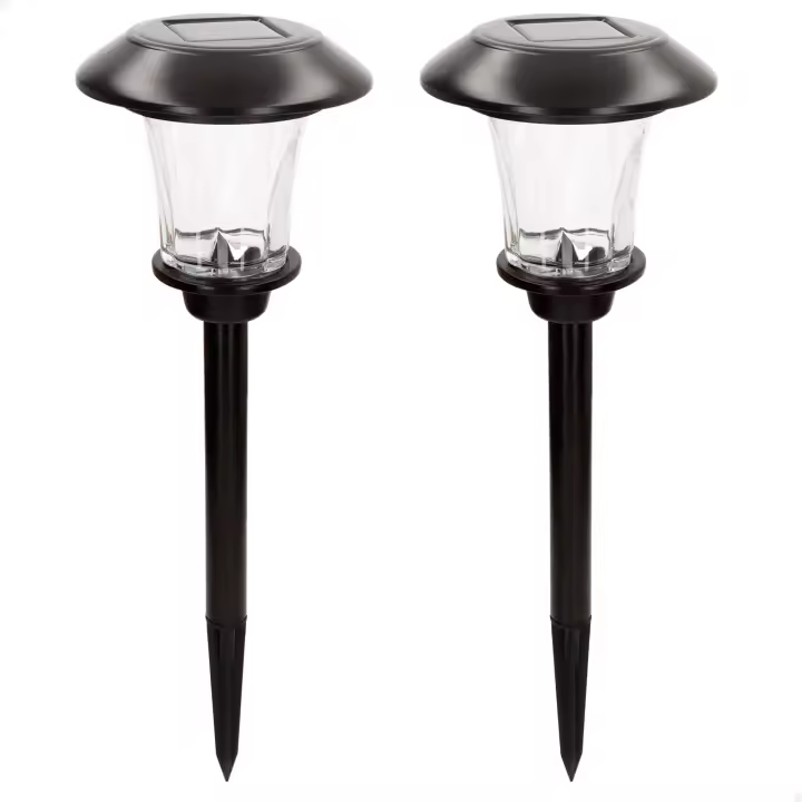 Aktive - Set 2 balizas solares LED 6 lúmenes, emiten luz cálida, iluminación ambiental con estaca, sin cableado, alcance 1 metro, autonomía hasta 8 horas, resistente al agua (IP44), ideal para caminos y jardines - 1