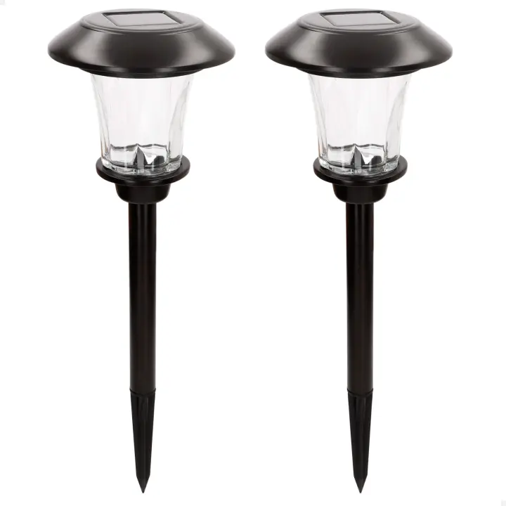 Aktive - Set 2 balizas solares LED 6 lúmenes, emiten luz cálida, iluminación ambiental con estaca, sin cableado, alcance 1 metro, autonomía hasta 8 horas, resistente al agua (IP44), ideal para caminos y jardines - 1