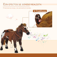 HOMCOM Caballo de Juguete Niños Mayores de 3 años con Silla y Sonidos Pilas Incluidas (Marron) - details 5