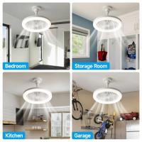 Ventilador de techo inteligente pequeño de 10 pulgadas con Luz y control remoto, 25 W, 3 velocidades, 3 Colores, 3000 K-6500 K, Bombilla LED ajustable, para dormitorio y Cocina, con Luz blanca y base E27. - details 7