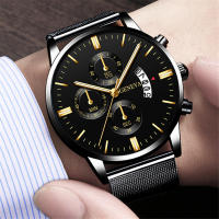 Reloj De Pulsera De Cuarzo Para Hombre Estilo De Negocios Y Casual Material De Acero Inoxidable Azul Con Correa De Malla Reloj Analogico Con Calendario - details 1