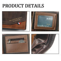 Cartera De Cuero Para Hombre Corta Con Gran Capacidad Y Frota Large Multi-Slot Moneda Bolsillo Foto Cartera Pequeña Vintage Para Hombres - details 4