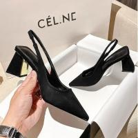 Sandalias De Verano 2024 Para Mujer Con Punta Aguda Y Correa Trasera Color Sólido Cómodas Y Elegantes Con Tacón Alto Sin Plataforma Talla Verdadera Para Oficina Y Carrera - details 3