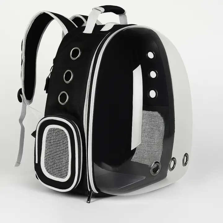 Purlov, Mochila Transportadora para Gatos y Perros Pequeños con Ventana Transparente y Malla Lateral | Mochila Espacial Portátil para Viajes, Senderismo, Camping – Transpirable y Segura - 1