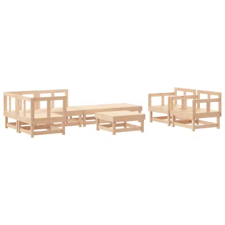 vidaXL Juego de muebles de jardín 8 piezas madera maciza de pino - 1